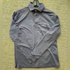 Rhoback Performance Long Sleeve Polo - The Annapolis, Heathered Navy, Small